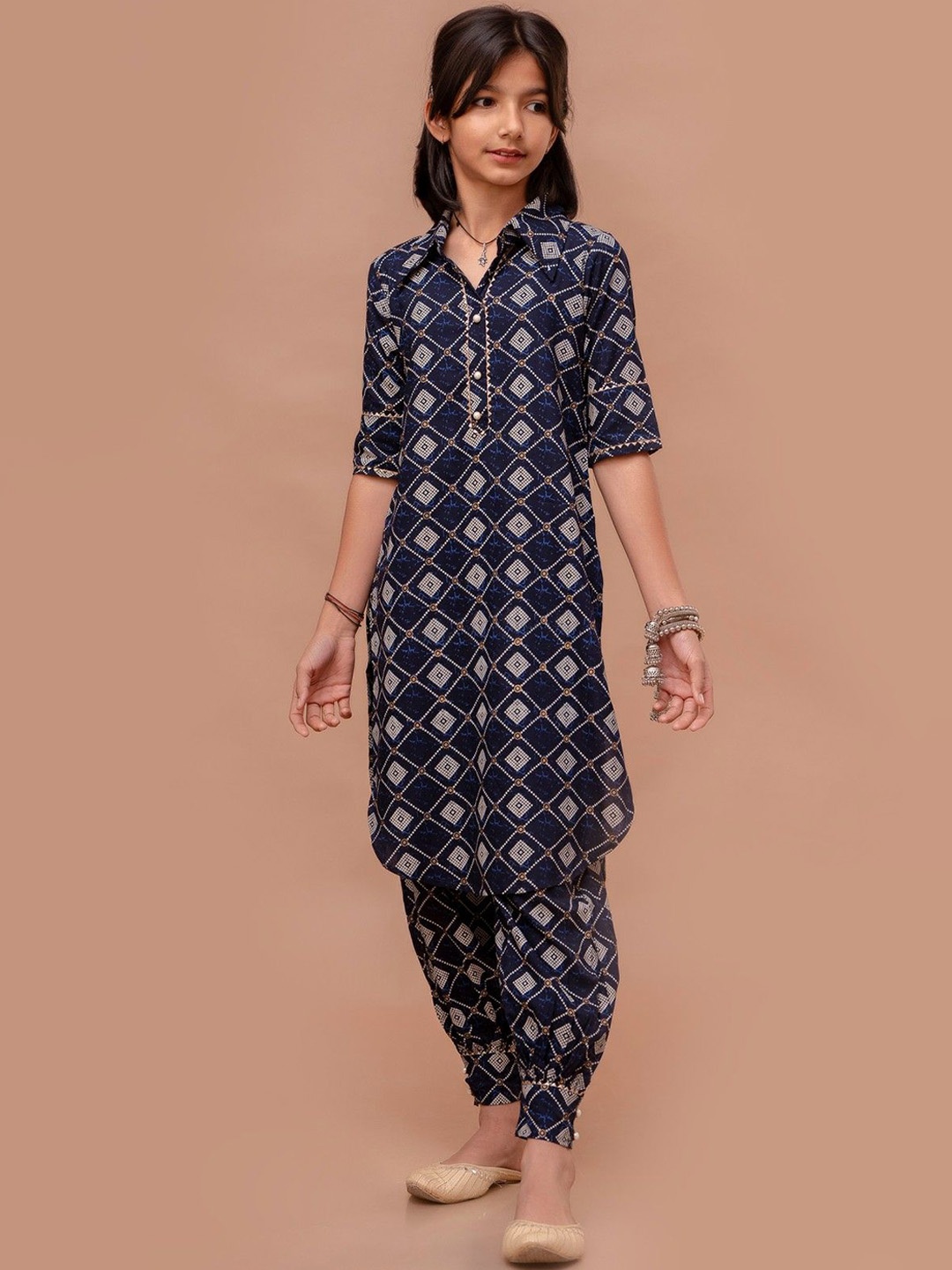 

NYPA Girls Printed Kurta with Harem Pants, Blue
