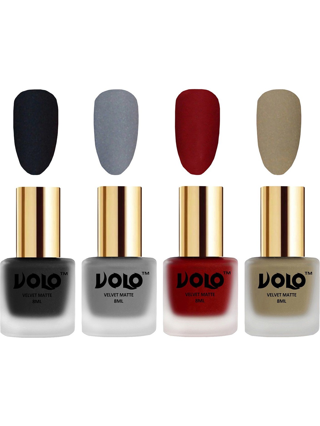 

VOLO Set Of 4 Velvet Matte Nail Polish- 8 ml Each- 5 -20-22 - 37, Multi