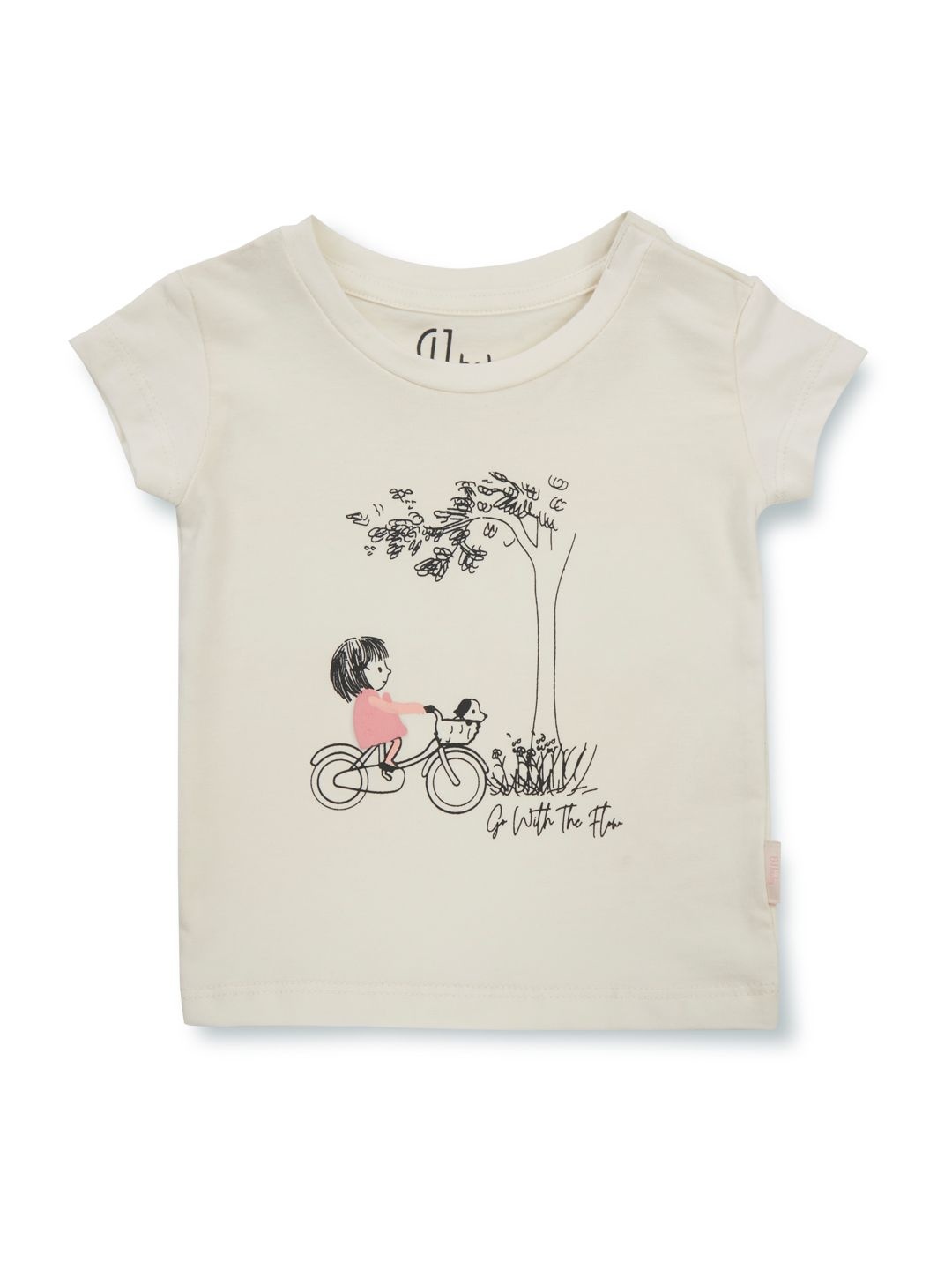 

GJ baby Girls Graphic Printed Round Neck Cotton T-shirt, Off white