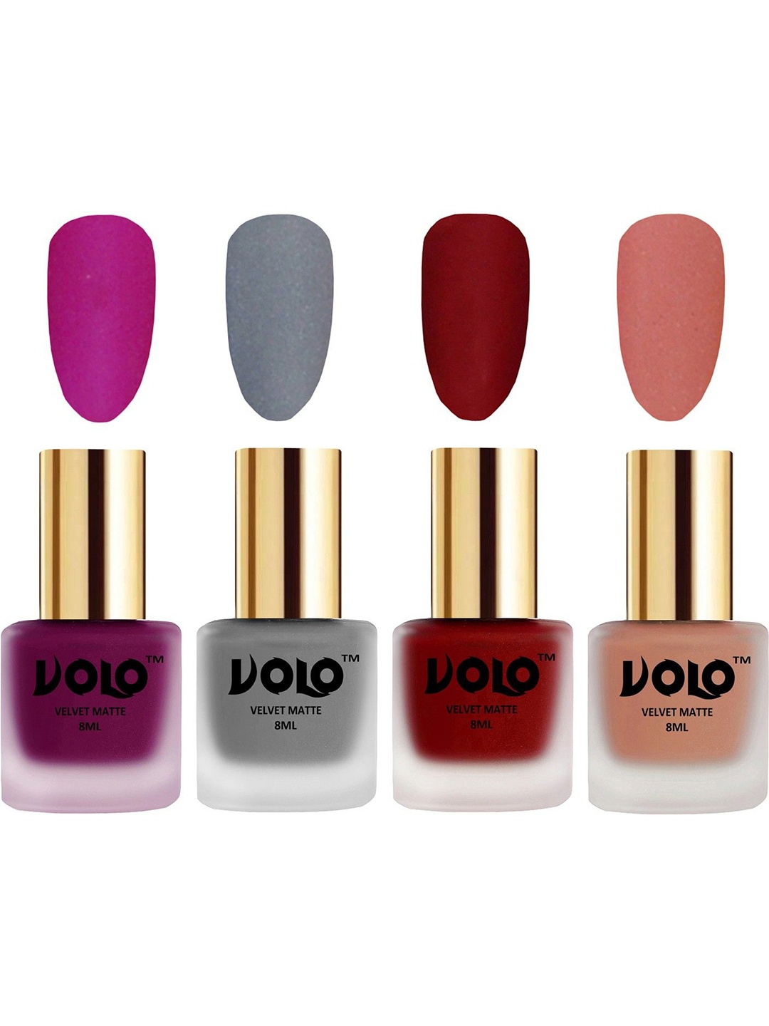 

VOLO Set Of 4 Velvet Matte Nail Polish- 8 ml Each- Shade-14- 20- 22- 38, Multi