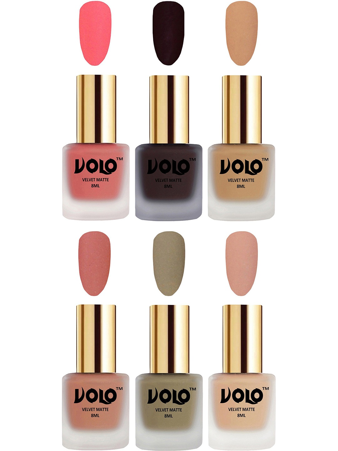 

VOLO Set Of 6 Velvet Matte Nail Polish - 8 ml Each, Multi