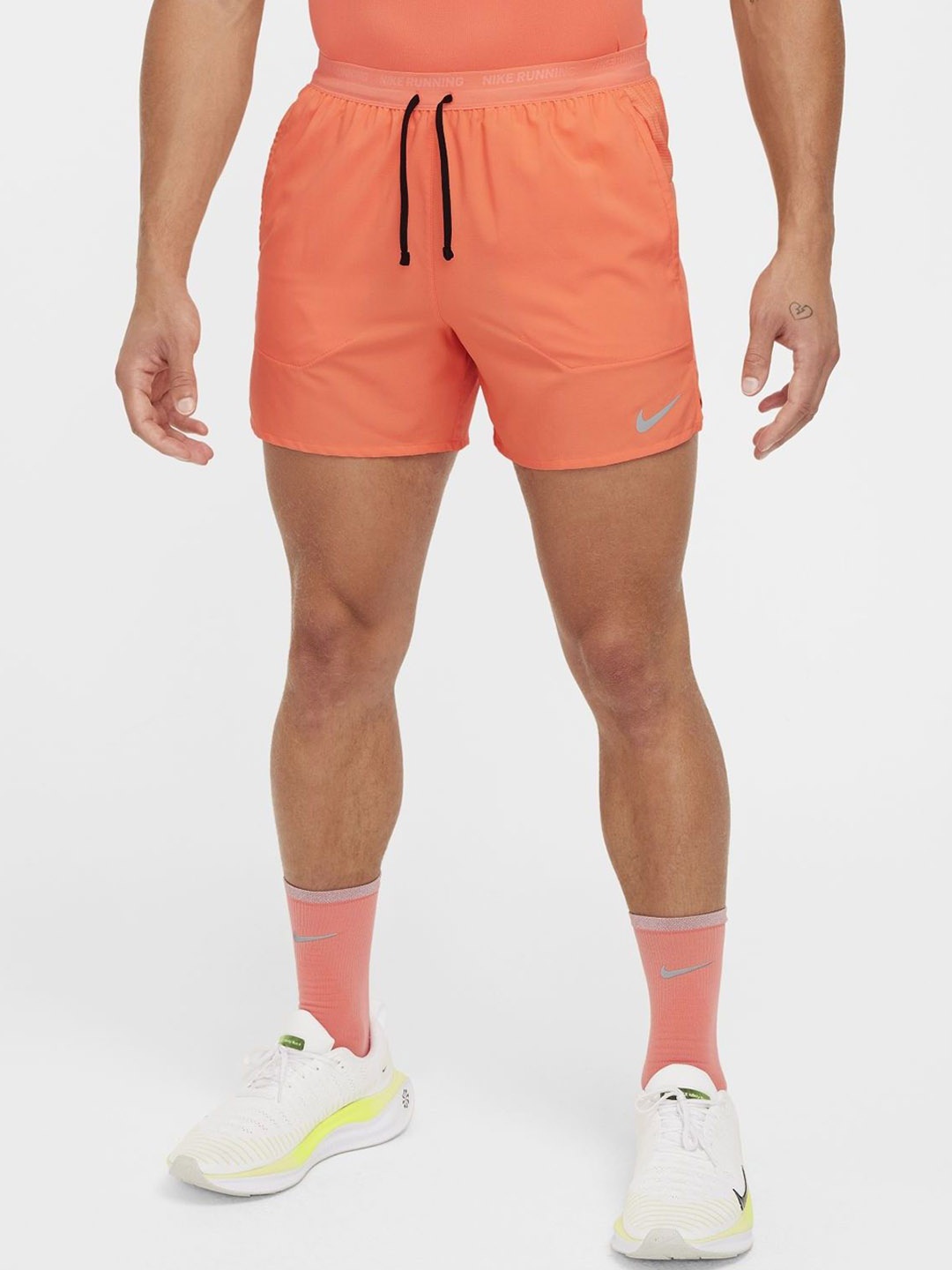 

Nike Men Dri-FIT Stride Brief-Lined Mid-Rise Running Shorts, Orange