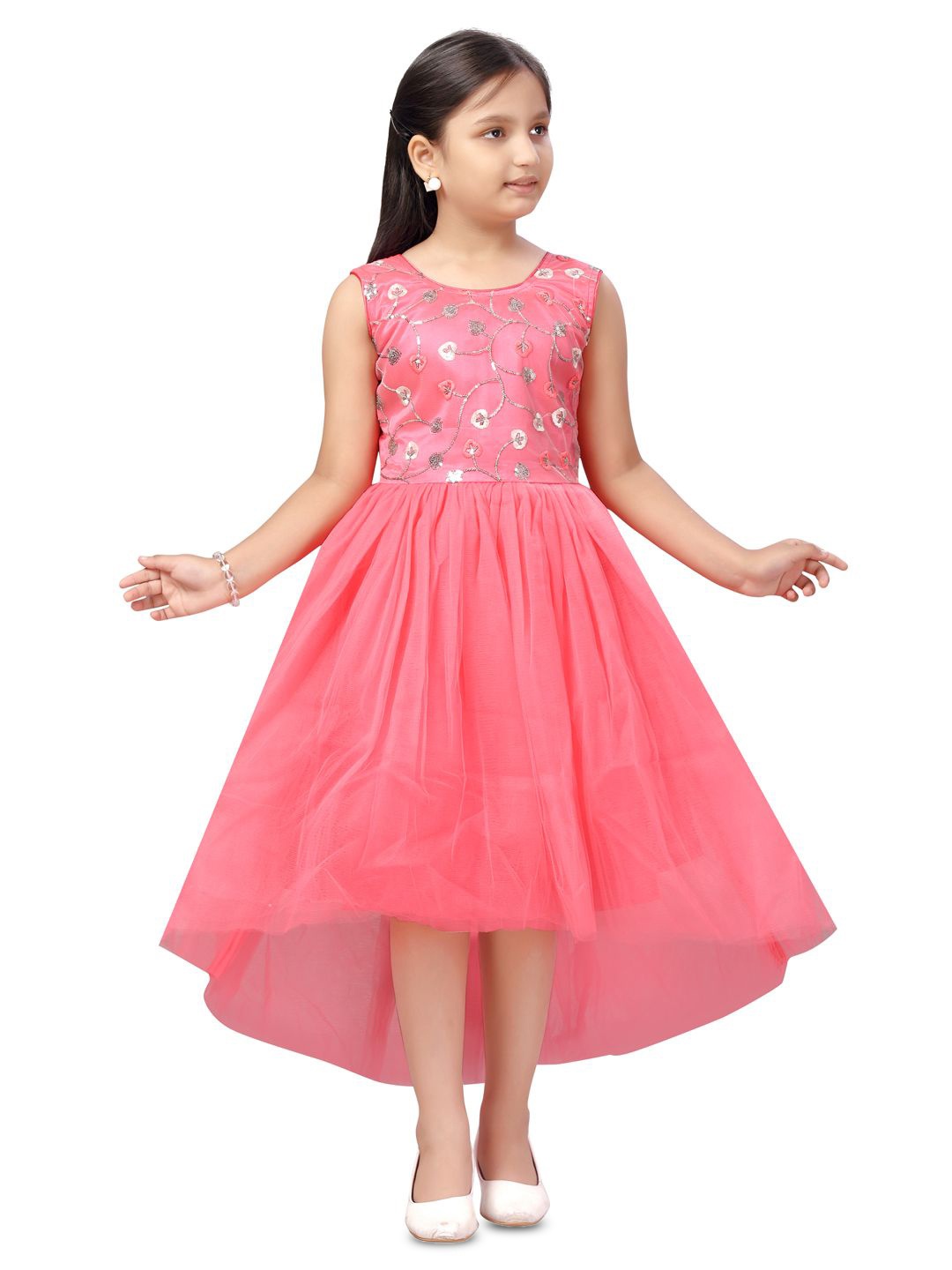 

BAESD Girls Net Fit & Flare Maxi Dress, Pink