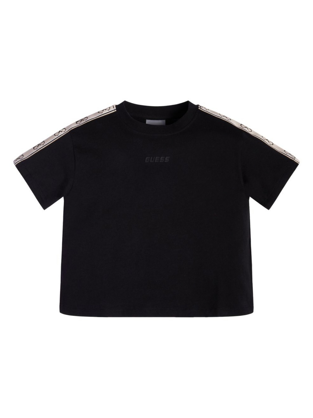 

GUESS kids Girls Solid Round Neck Cotton T-shirt, Black