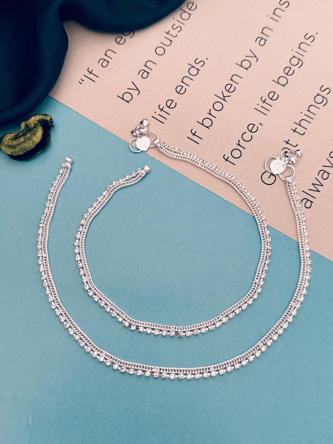 

Sangria Set Of 2 Silver-Plated Anklets