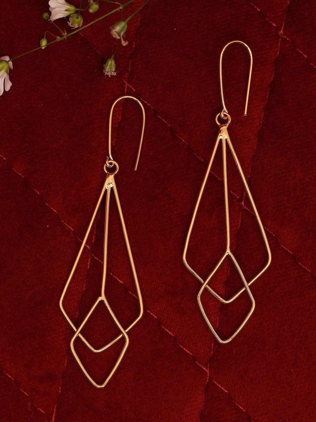 

ROYAL PITARAH Gold-Plated Contemporary Drop Earrings