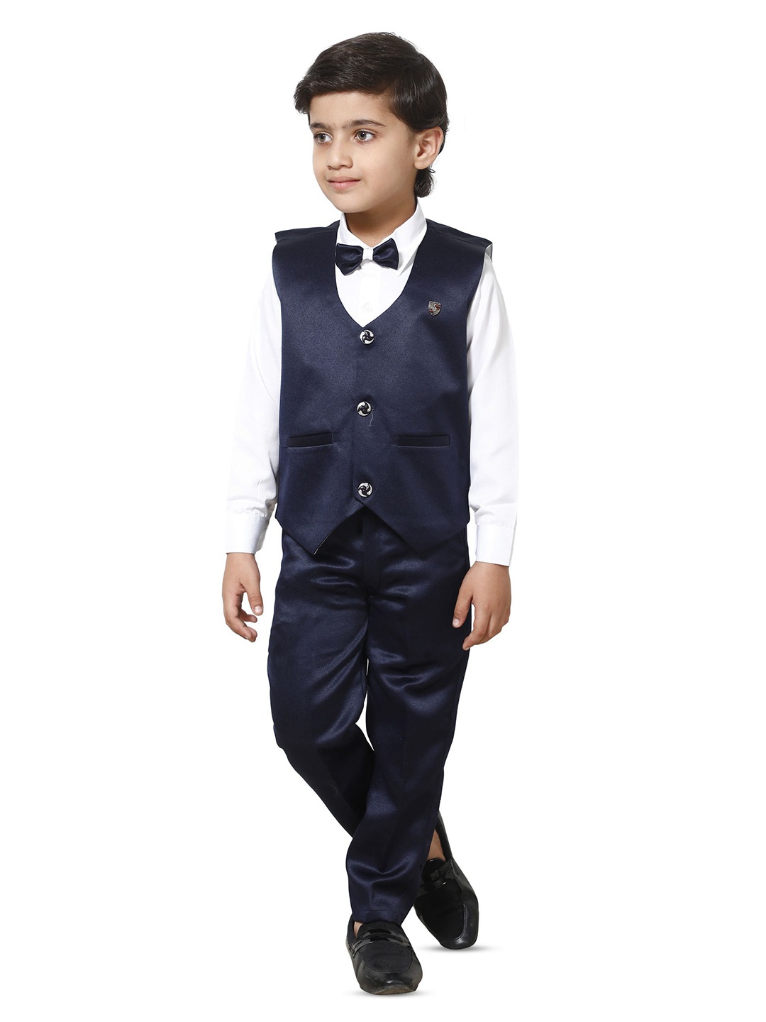 

BAESD Boys 3-Piece Single-Breasted Waistcoat Trouser Shirt Suit, Blue