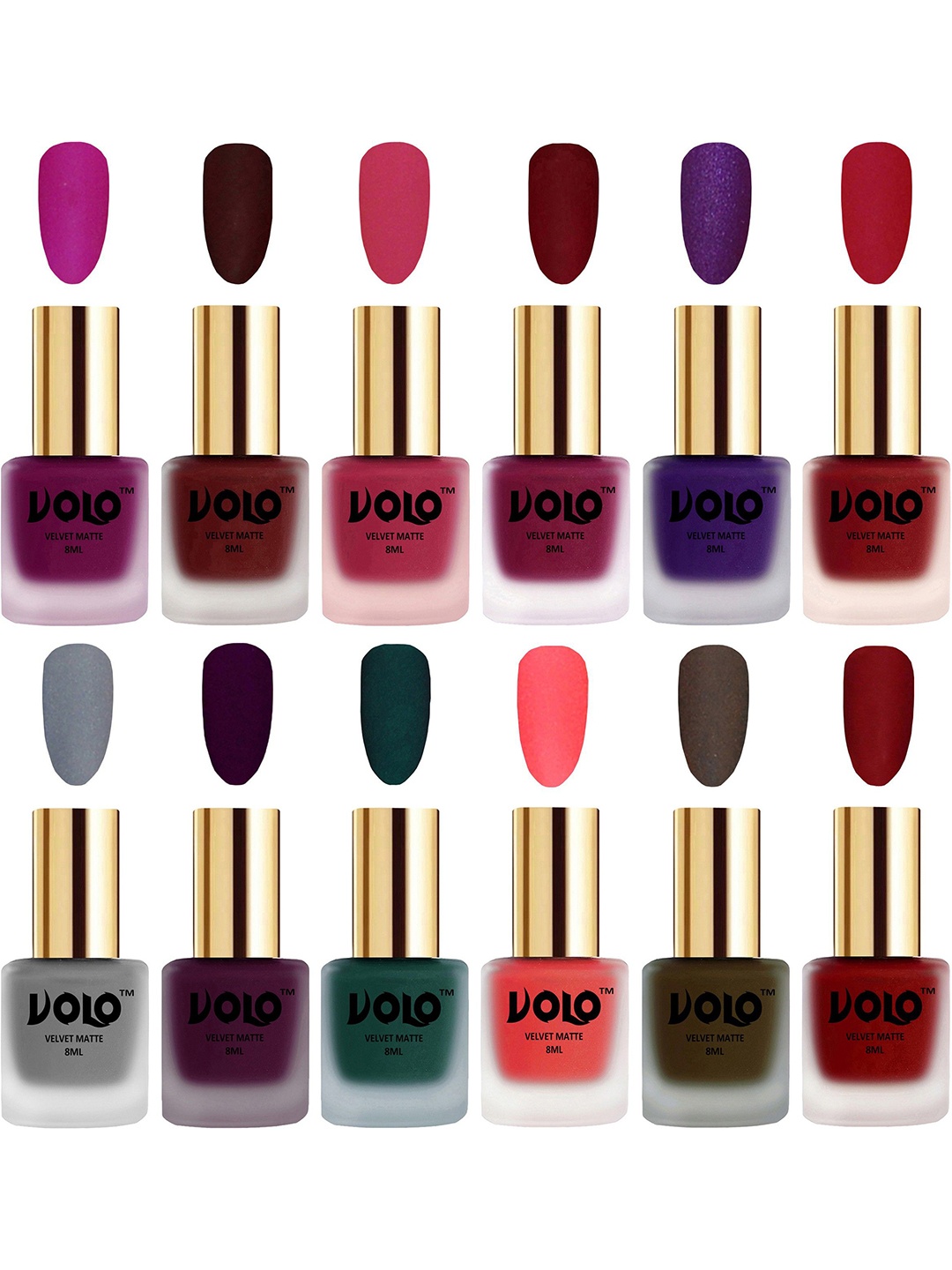

VOLO Set Of 12 Velvet Matte Nail Polish - 8 ml Each, Magenta