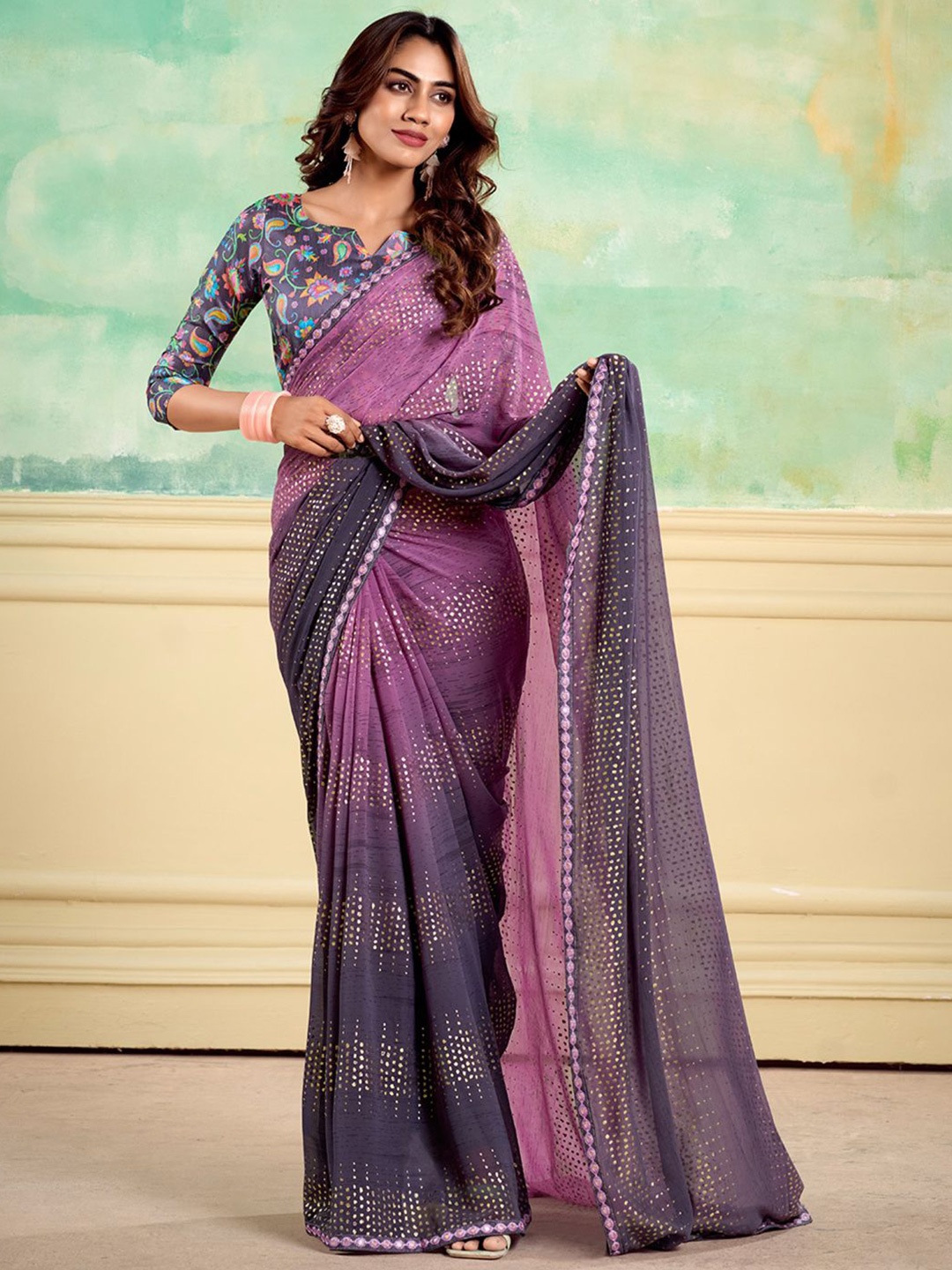 

Panzora Women Embellished Saree, Purple