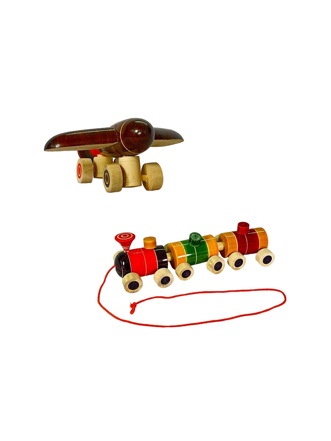 

LITTLE GINNIE Kids Rail & Plane Combo Toy Vehicles, Red