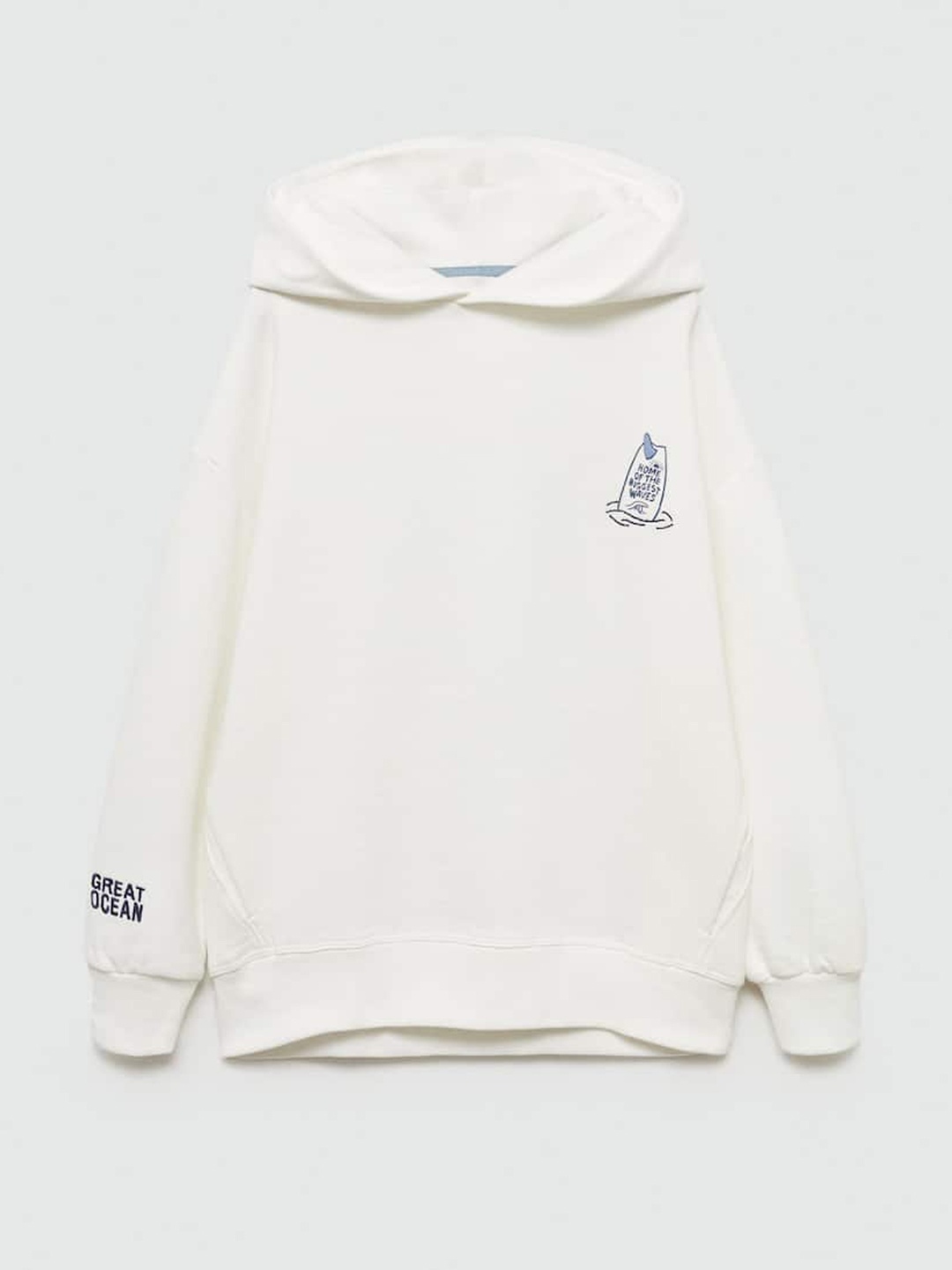 

Mango Kids Boys Cotton Back Printed Hooded Sweatshirt, White