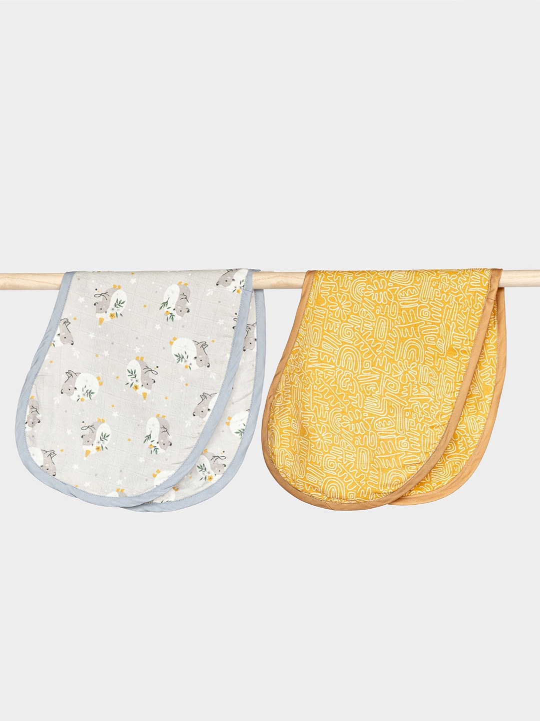 

cocoon care Kids Infants Pack Of 2 Printed Bibs, Yellow