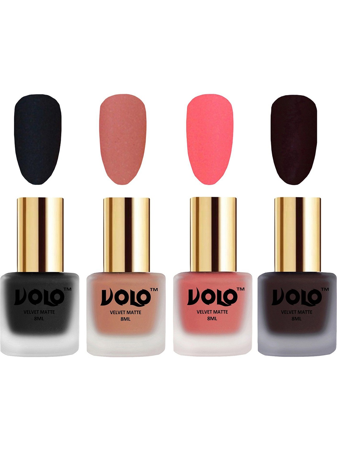 

VOLO Set Of 4 Velvet Matte Nail Polish - 8 ml Each - 5 - 38 - 41 - 45, Multi