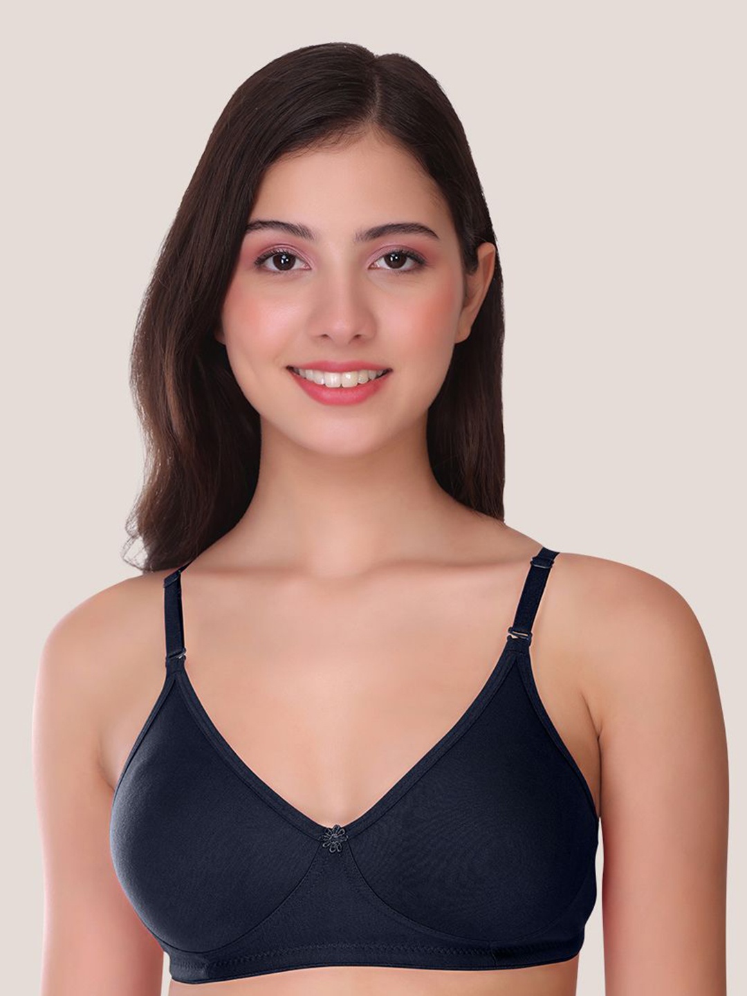 

POOJA RAGENEE Solid Black Full Coverage Bra, Navy blue