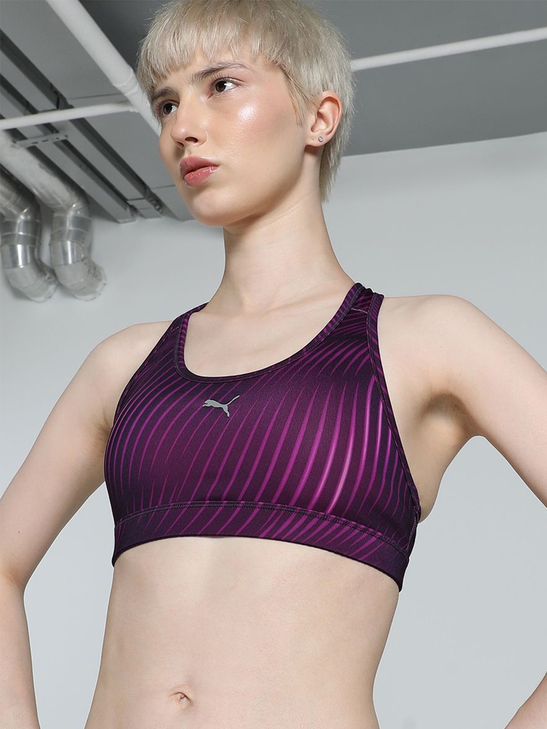 

Puma 4KEEPS Striped Slip-On Racerback Workout Bra, Purple