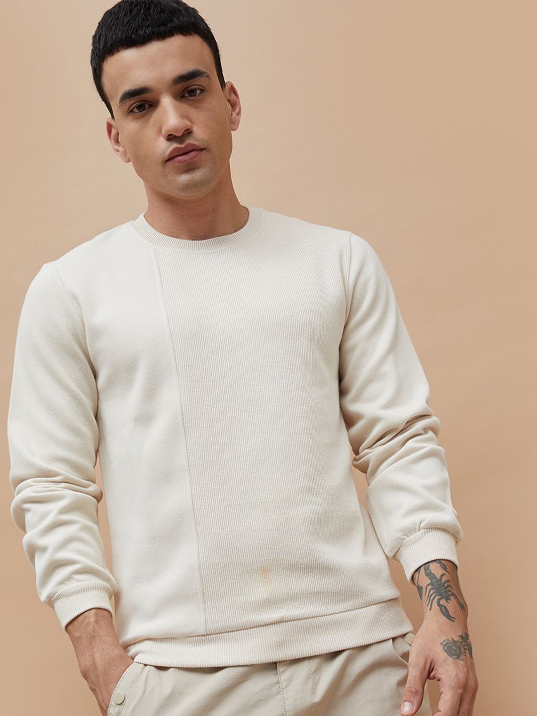 

Bossini Men Solid Round Neck Sweatshirt, Beige