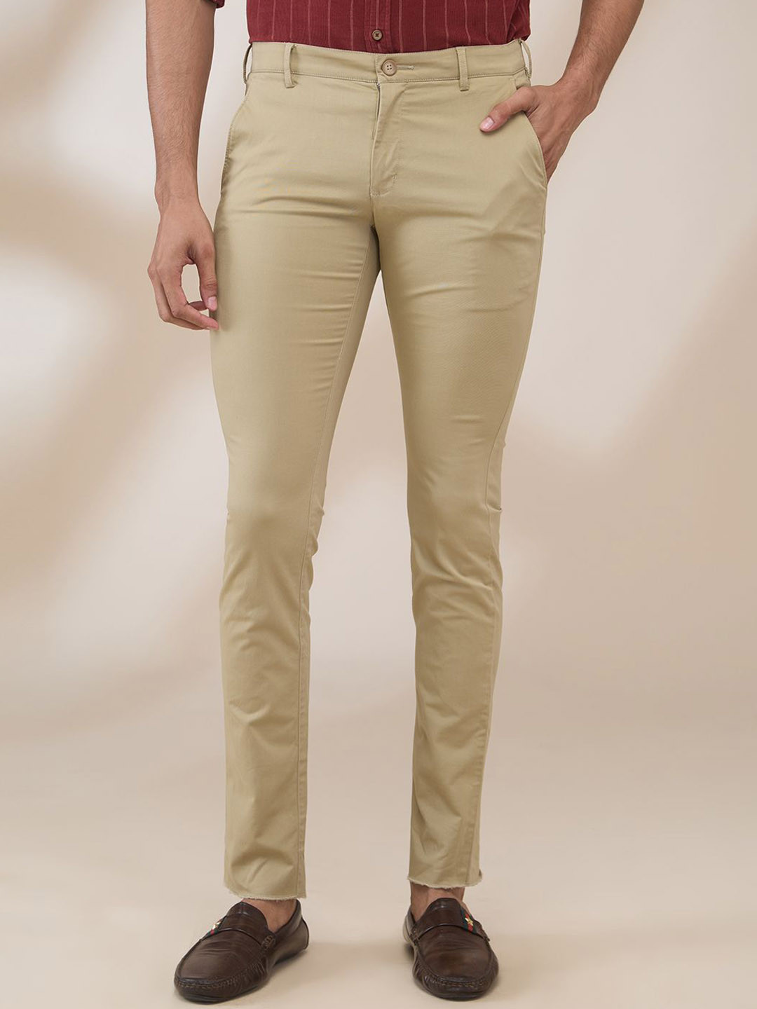 

ColorPlus Men Slim Fit Mid-Rise Regular Trousers, Brown