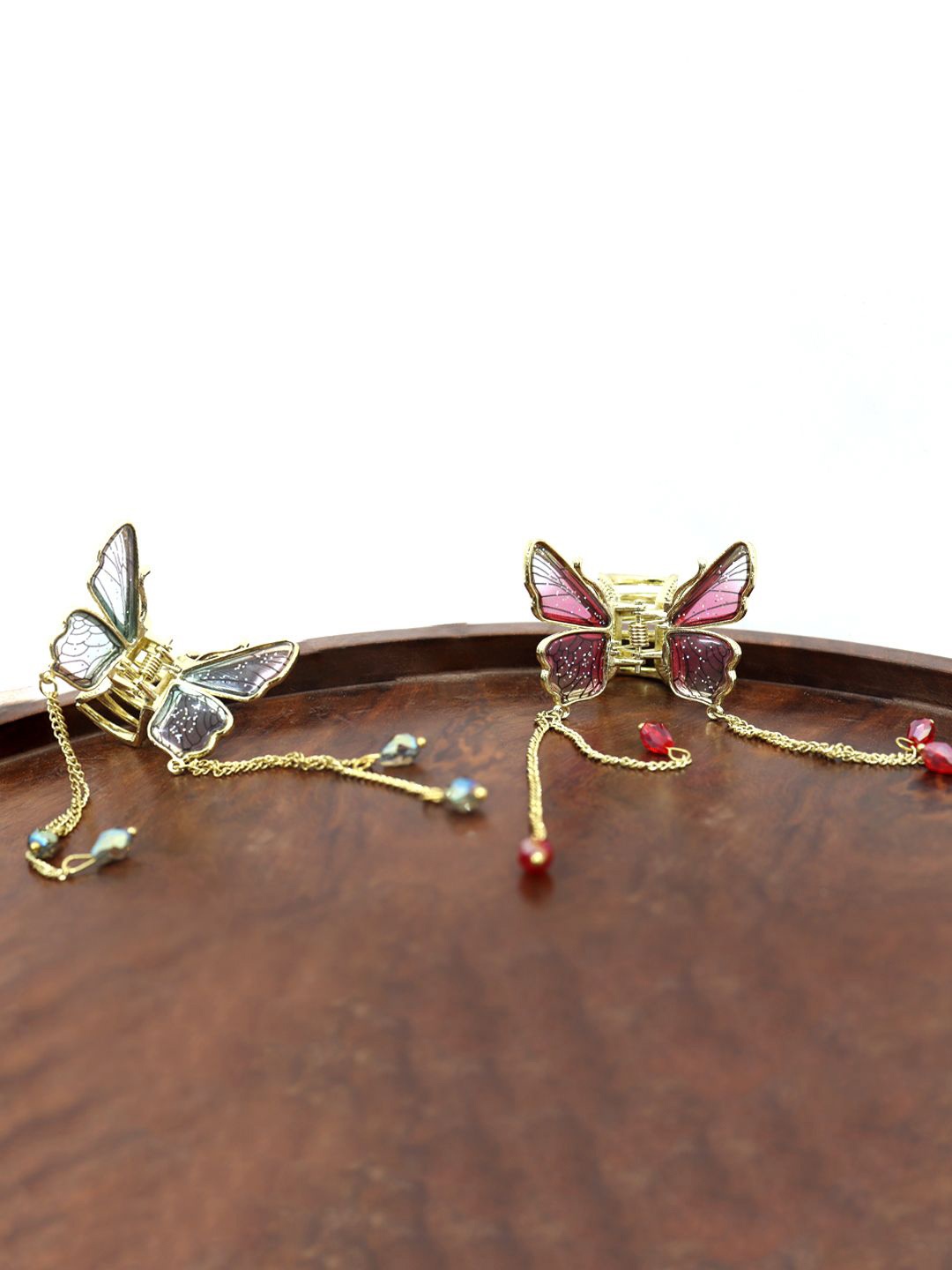 

KRENOZ Women Set Of 2 Butterfly Wing Hair Claw Clips, Pink