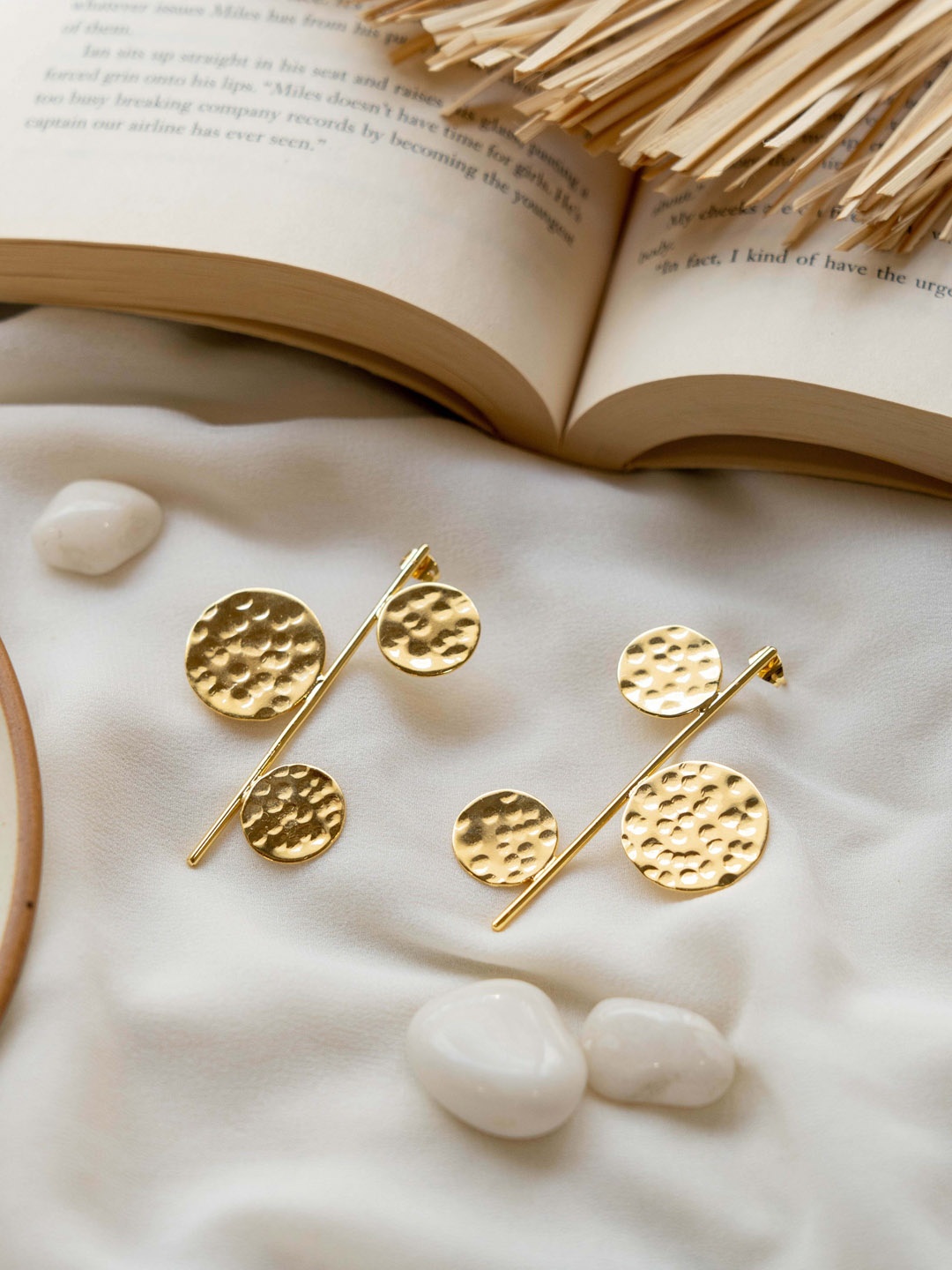 

ROYAL PITARAH Gold-Plated Contemporary Drop Earrings