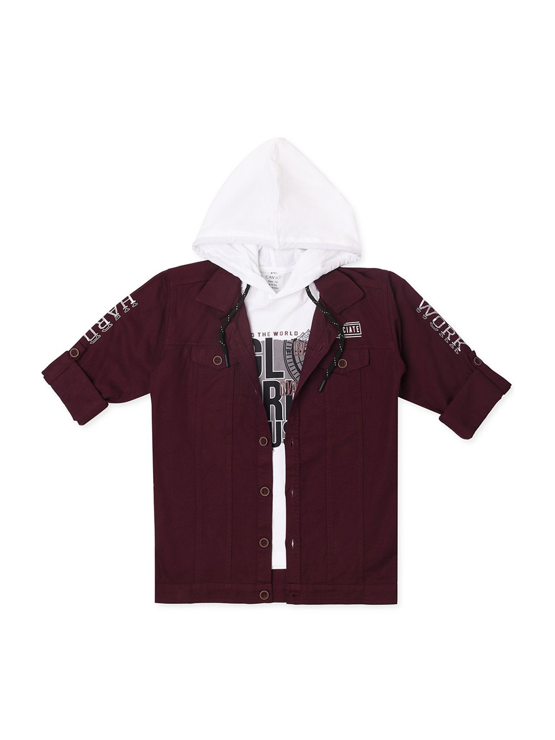 

CAVIO Boys Lightweight Hooded Jacket & T-Shirt, Maroon