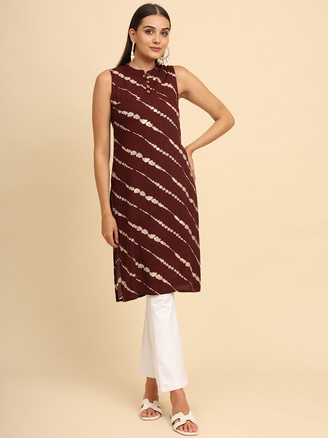 

Anouk Rustic Women Geometric Printed Kurta, Maroon