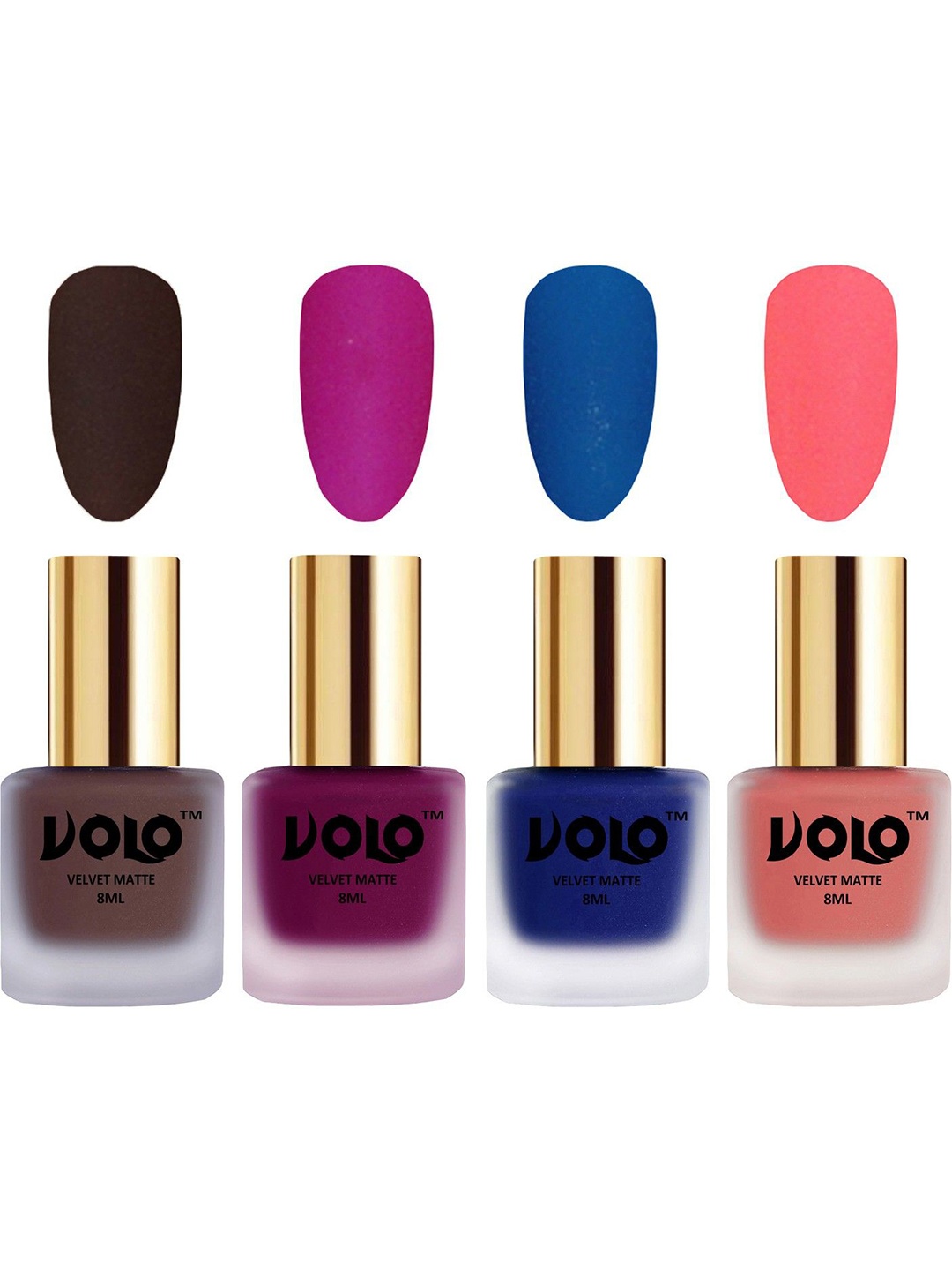 

VOLO Set Of 4 Velvet Matte Nail Polish - 8 ml Each - 2 - 14 - 19 - 41, Multi