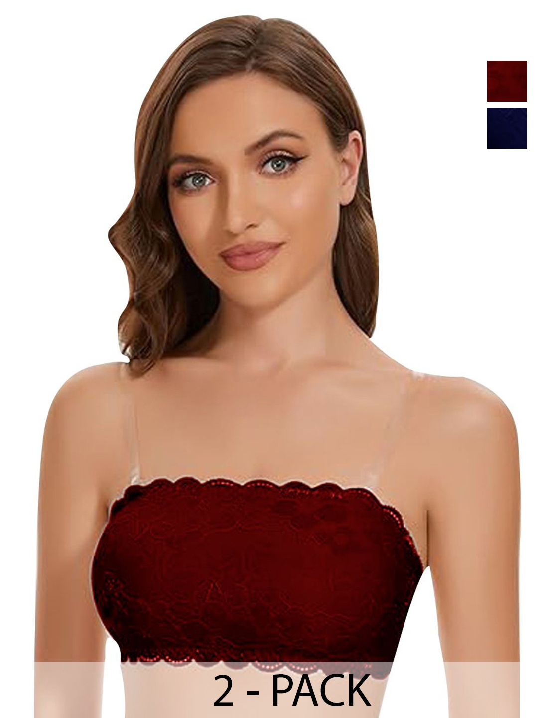 

ComfyStyle Floral Bandeau Bra Full Coverage Lightly Padded, Maroon