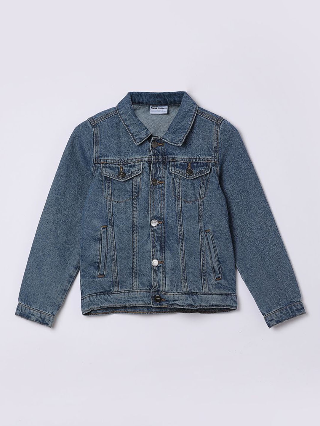 

Fame Forever by Lifestyle Boys Washed Denim Jacket, Blue