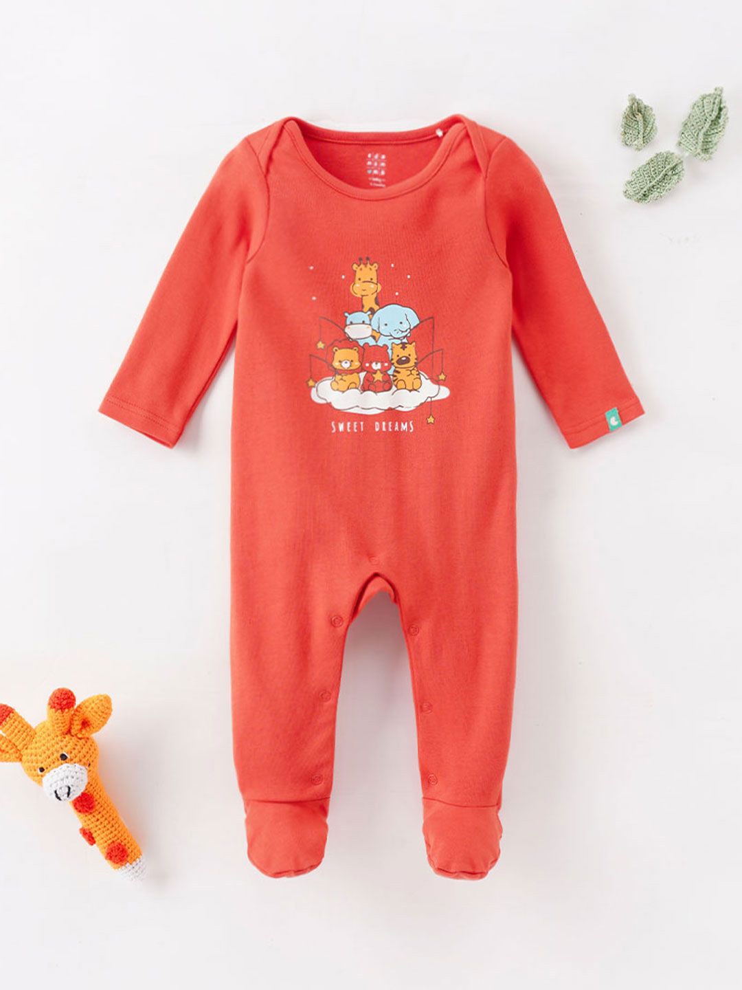 

Ed-a-Mamma Baby Boys Cotton Printed Sleepsuit, Orange