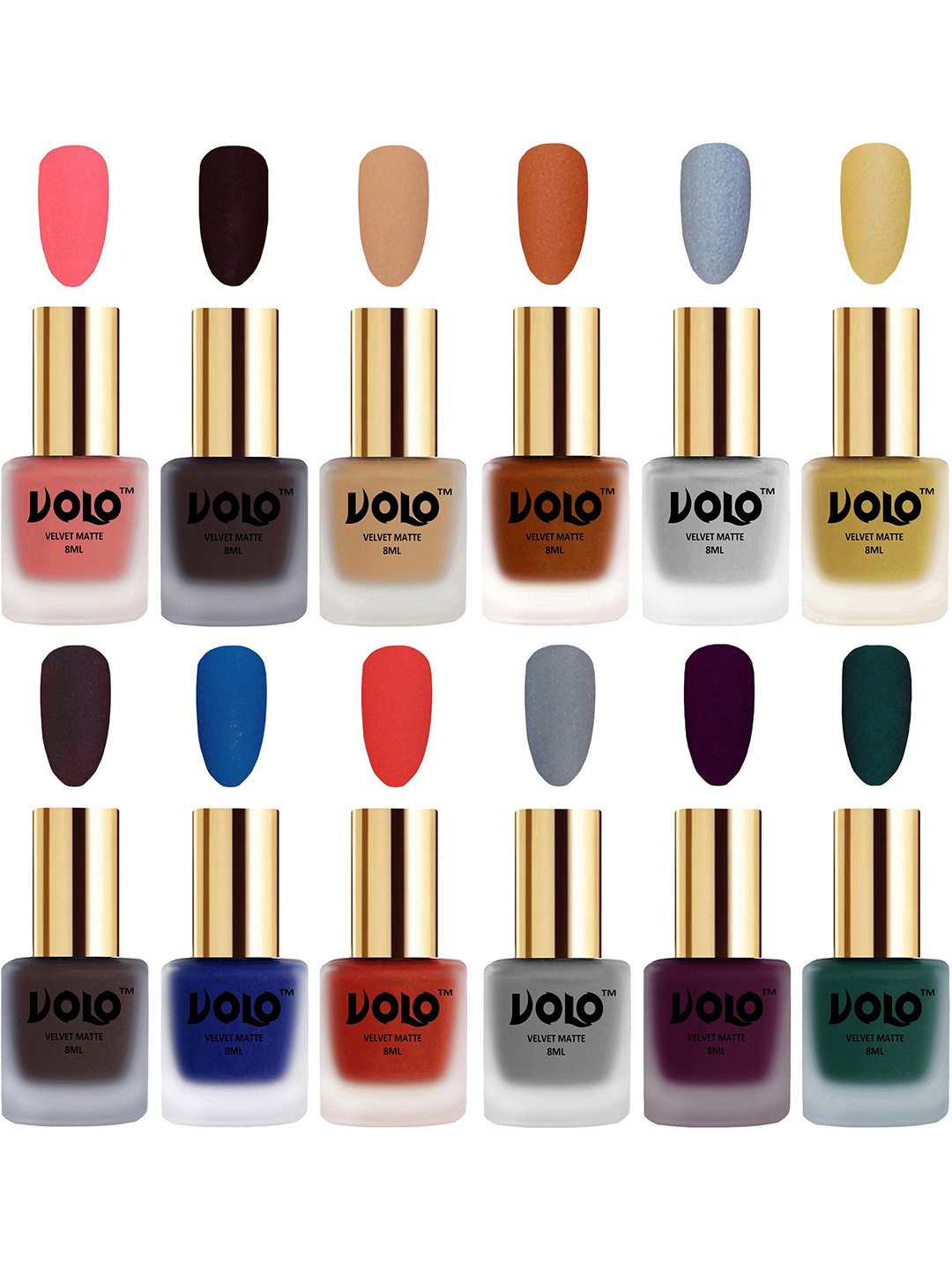 

VOLO Set Of 12 Velvet Matte Nail Polish - 8 ml Each, Multi