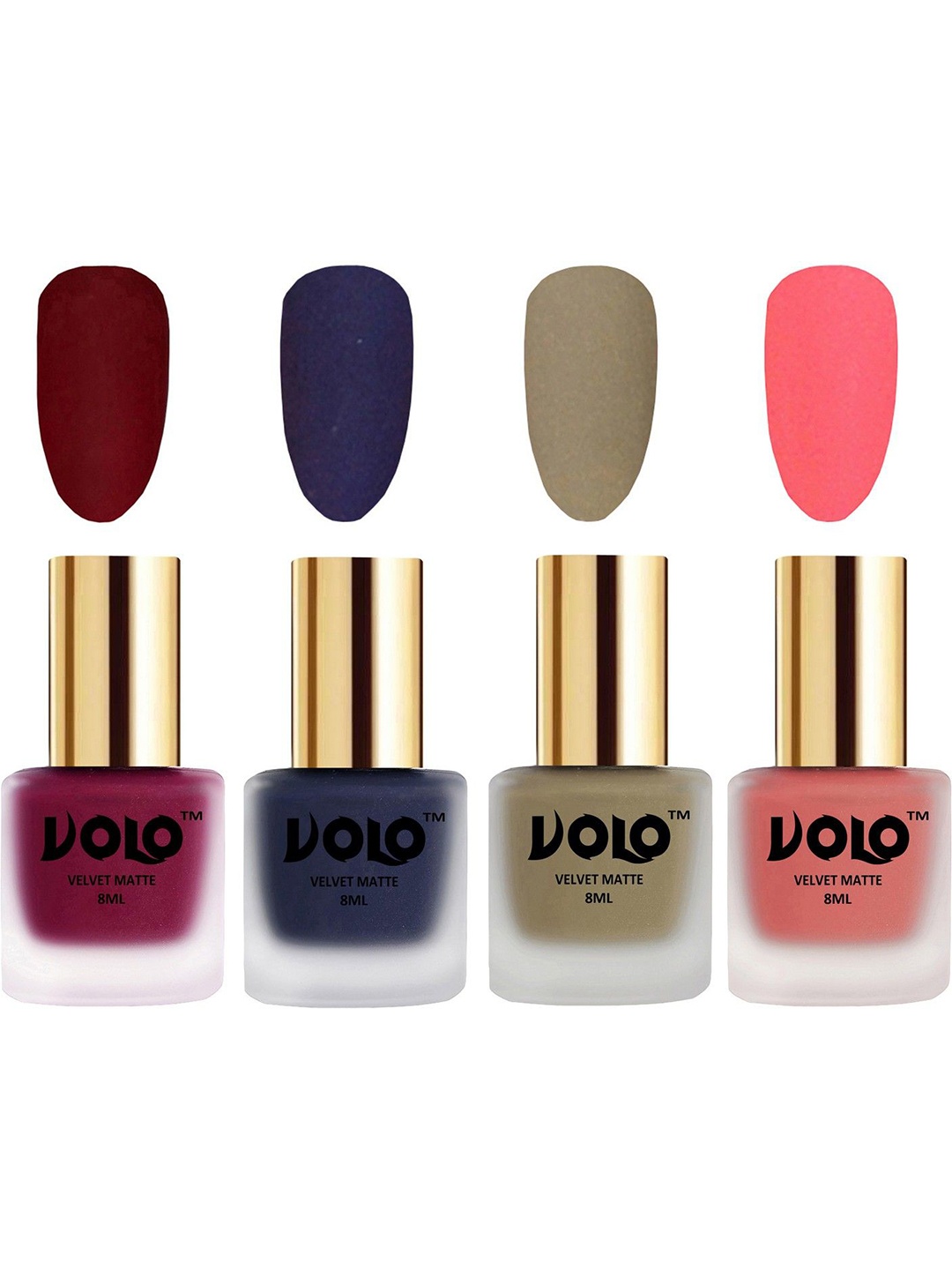 

VOLO Set Of 4 Velvet Matte Nail Polish - 8 ml Each - 25 - 31 - 37 - 41, Multi