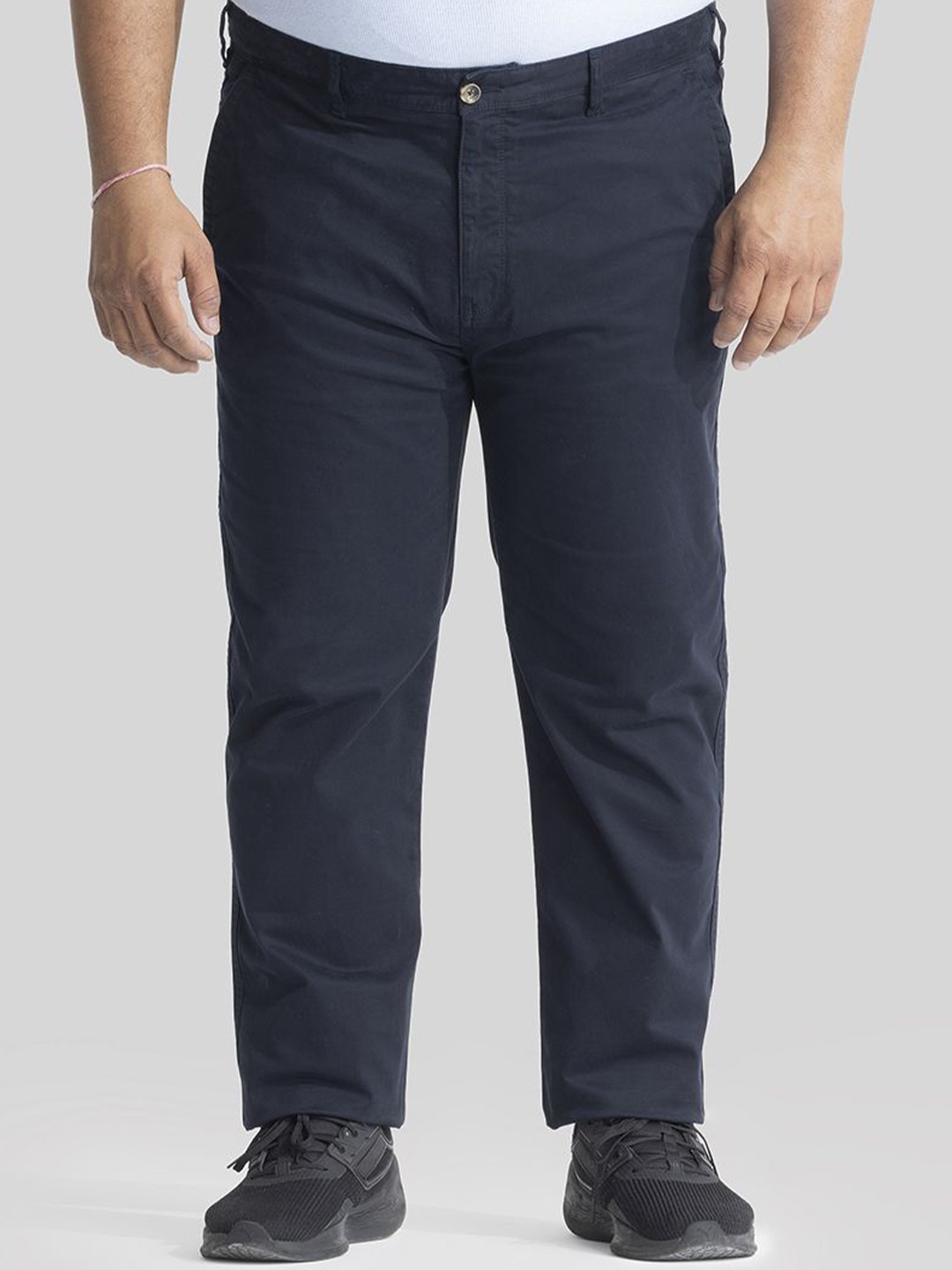 

Snitch Plus Size Men Solid Classic Chinos Trousers, Blue
