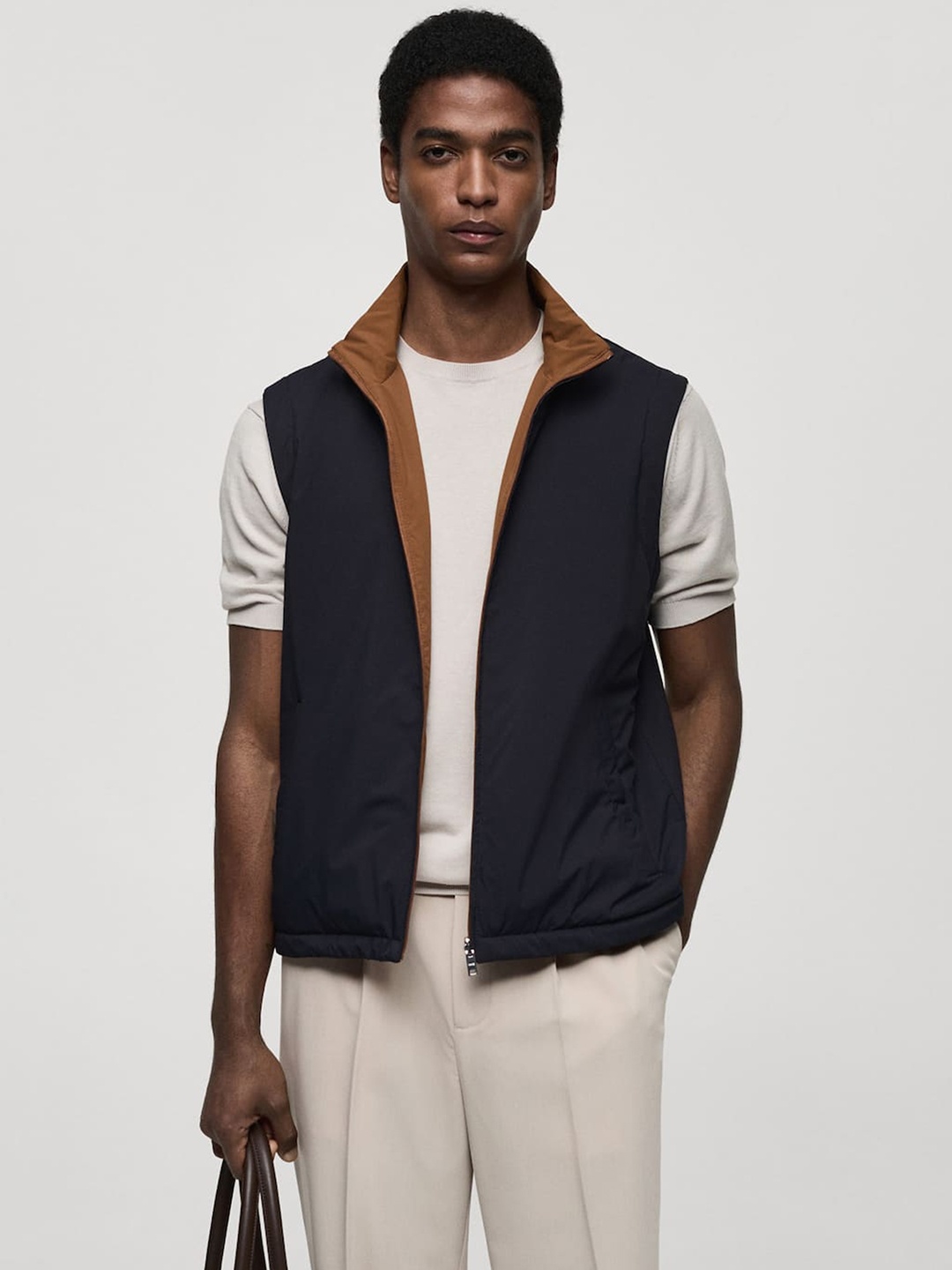 

MANGO MAN Reversible Water-Repellent Gillet Jacket, Brown