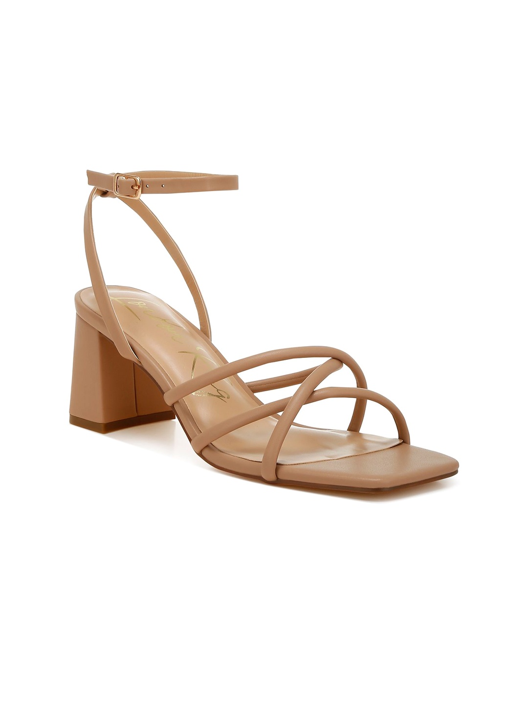 

London Rag Leather Block Heel Sandal, Beige