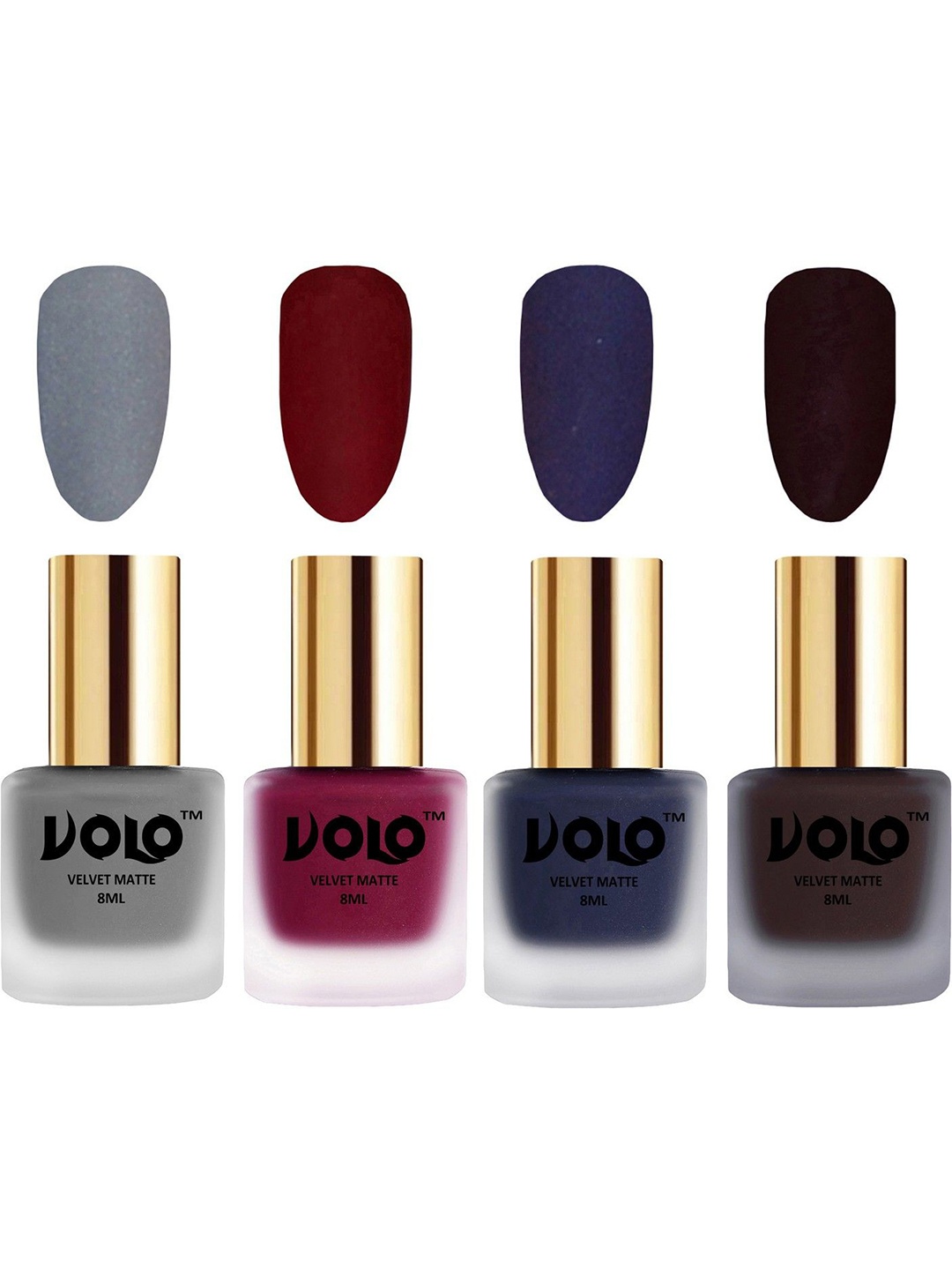 

VOLO Set Of 4 Velvet Matte Nail Polish- 8 ml Each- 20- 25-31- 45, Multi