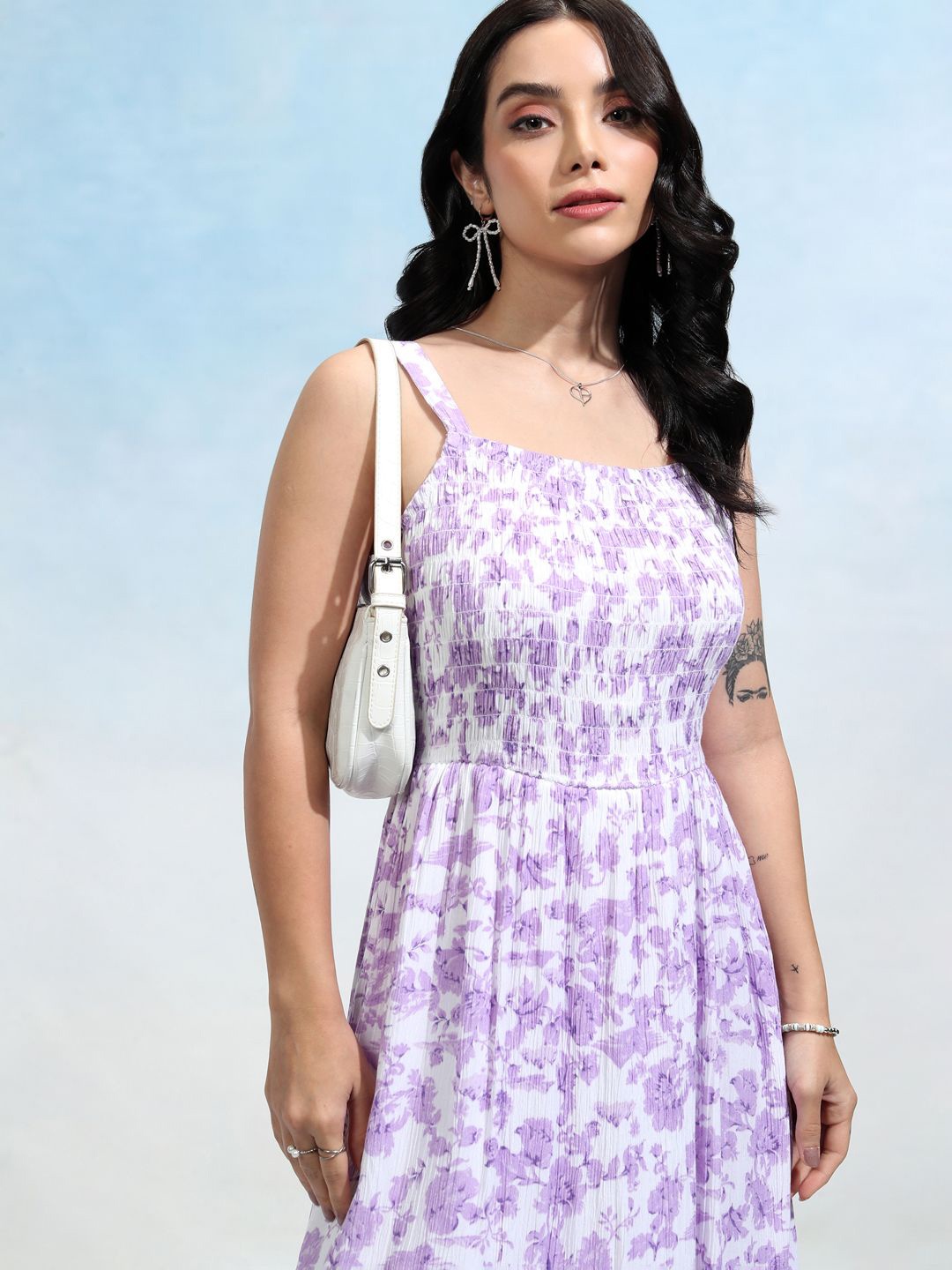 

Tokyo Talkies Floral Print Fit & Flare Women Dress, Blue