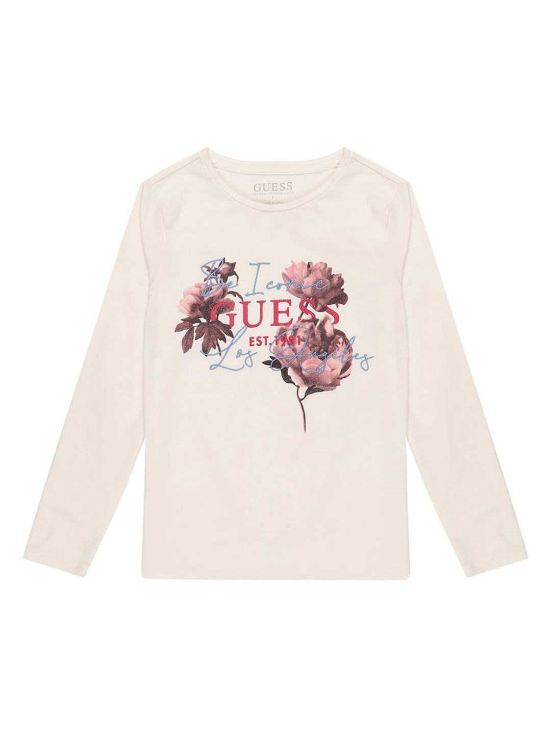 

GUESS kids Girls Graphic Printed Round Neck Cotton T-shirt, White