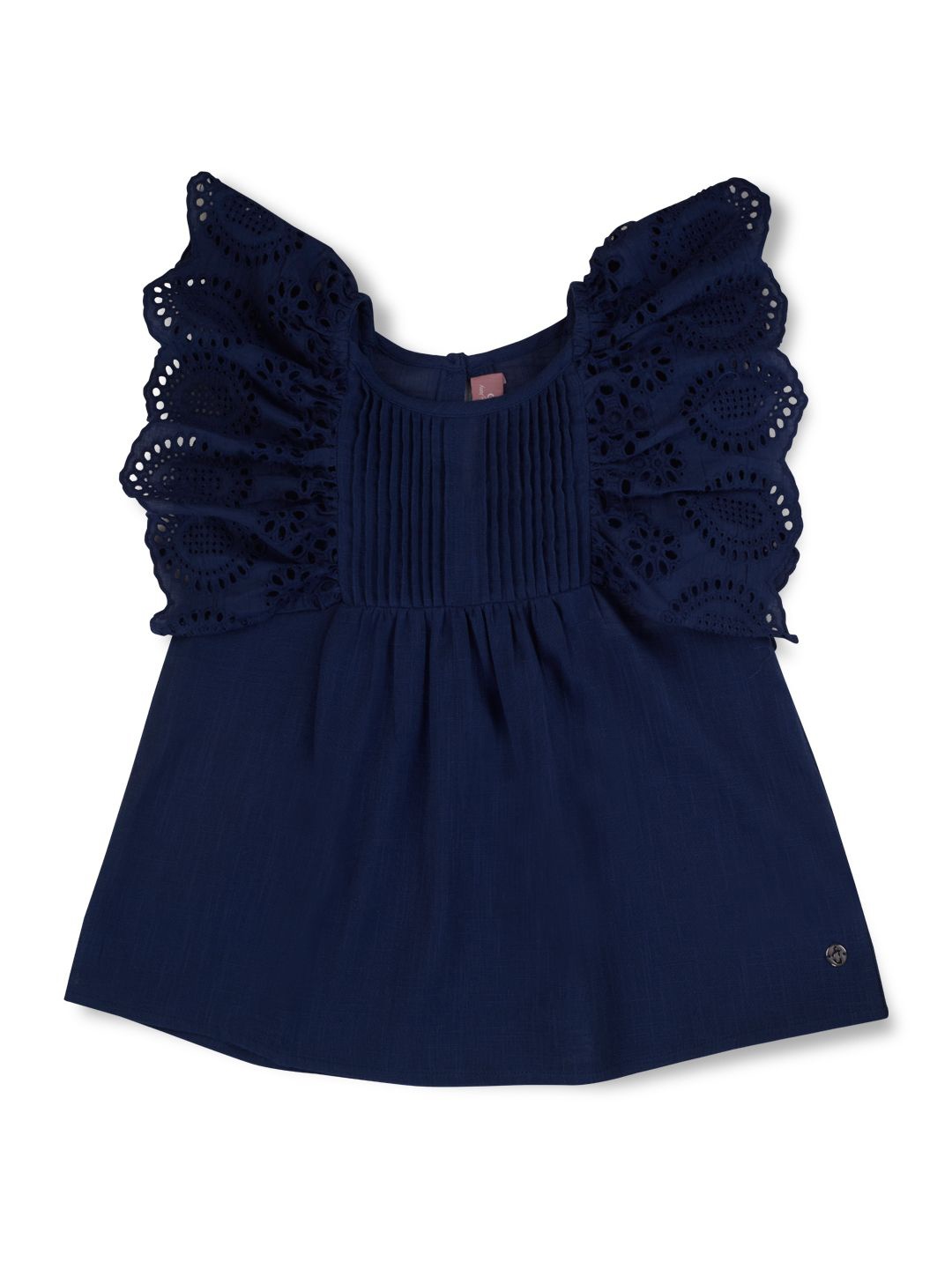 

Gini and Jony Girls Solid Round Neck Cotton Top, Navy blue