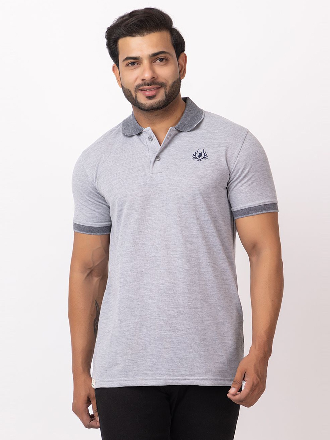 

GEE 5 Men Solid Polo Collar Cotton T-shirt, Grey