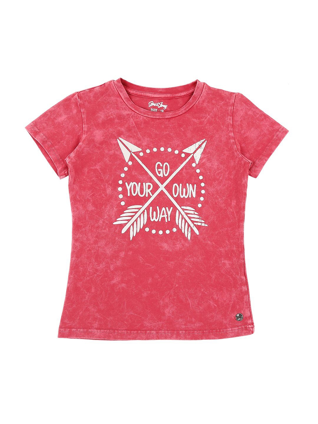 

Gini and Jony Girls Graphic Printed Cotton T-shirt, Pink