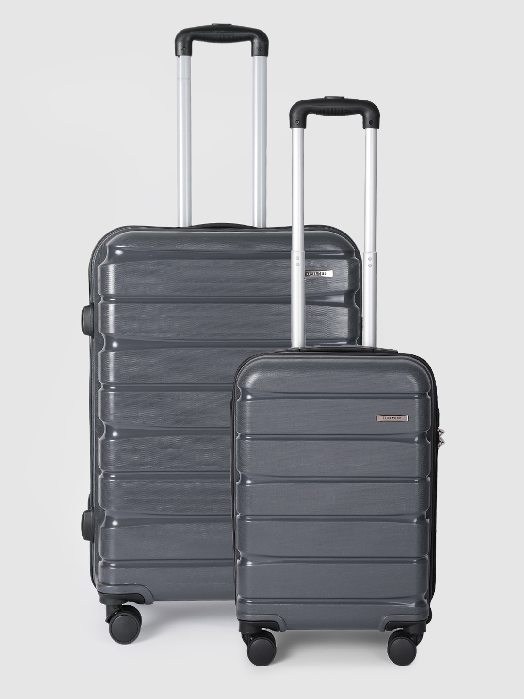 

Teakwood Leathers India Set of 2 Textured 360 Degree Rotation Hard-Sided Trolley Bags 57 L, Grey