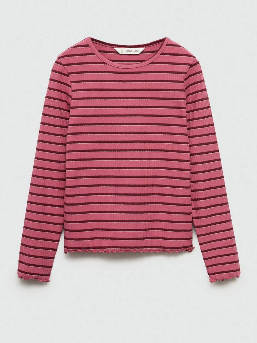 

Mango Kids Girls Striped Drop-Shoulder Sleeves T-shirt, Pink