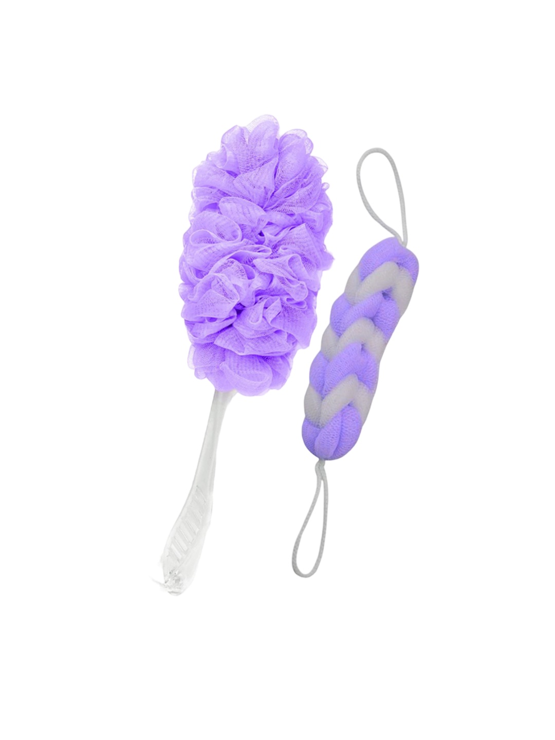 

CareDone Set Of 2 Soft Round with Long Round Loofah Handle, Purple