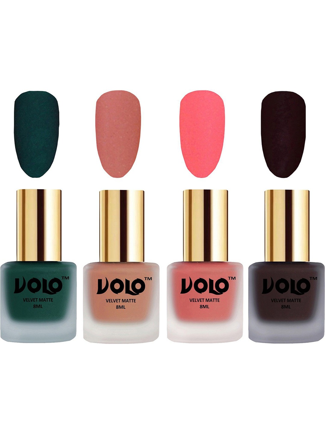 

VOLO Set Of 4 Velvet Matte Nail Polish- 8 ml Each- Shade- 12-38-41-45, Multi