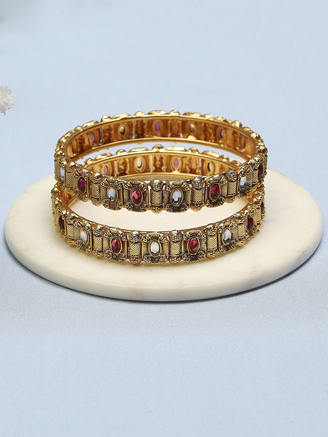 

Biba Set Of 2 Gold-Plated Stone-Studded Bangles
