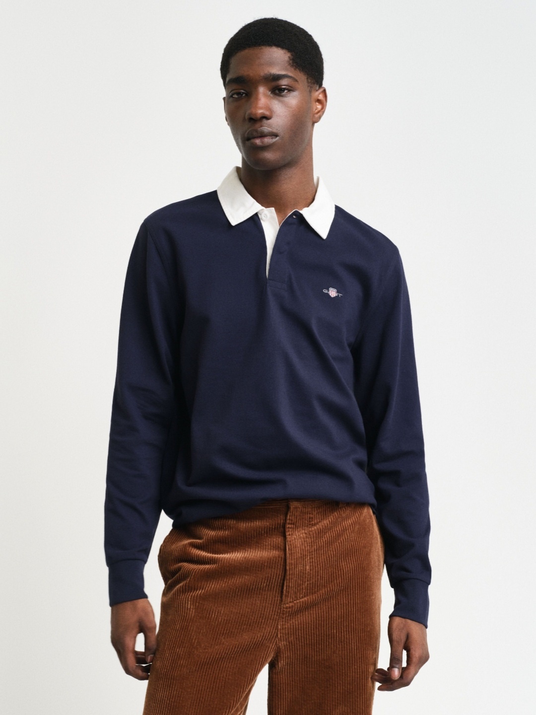 

GANT Men Solid Polo Collar Cotton T-shirt, Navy blue