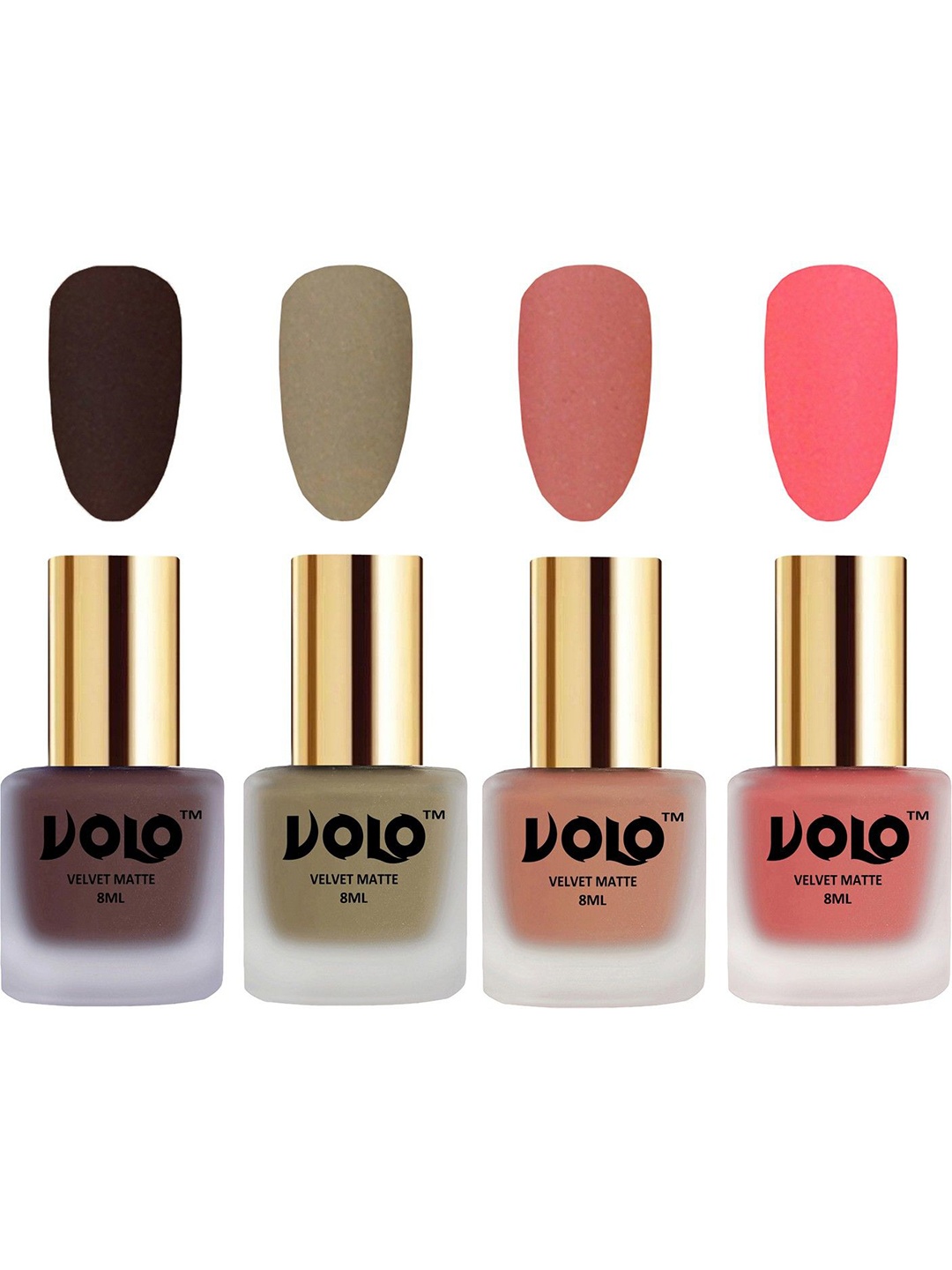 

VOLO Set Of 4 Velvet Matte Nail Polish - 8 ml Each - 2 - 37 - 38 - 41, Multi