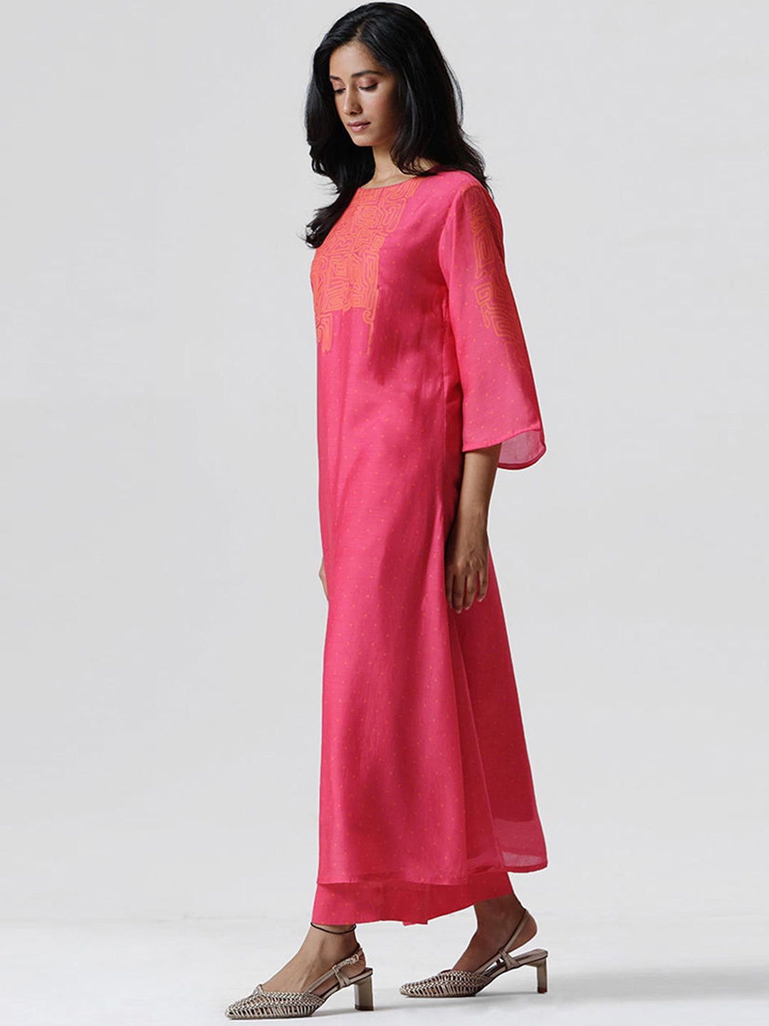 

Ganga Geometric Printed Straight Kurta & Palazzo, Pink