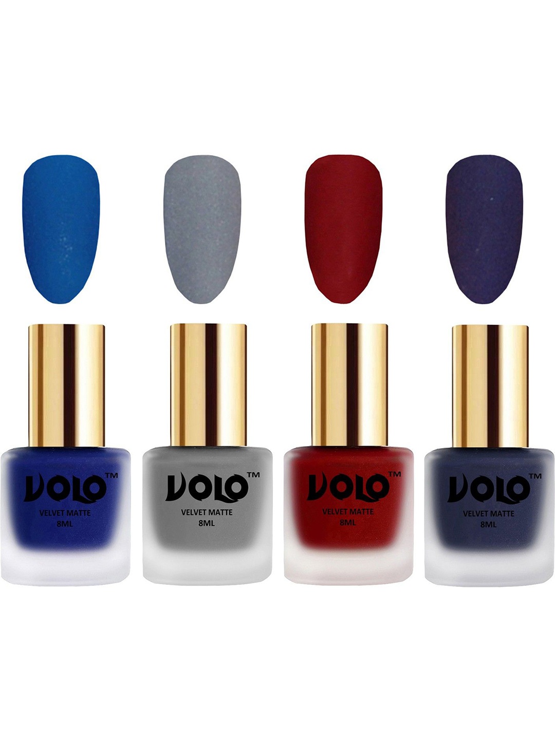 

VOLO Set Of 4 Velvet Matte Nail Polish- 8 ml Each- Shade- 19- 20- 22- 31, Multi