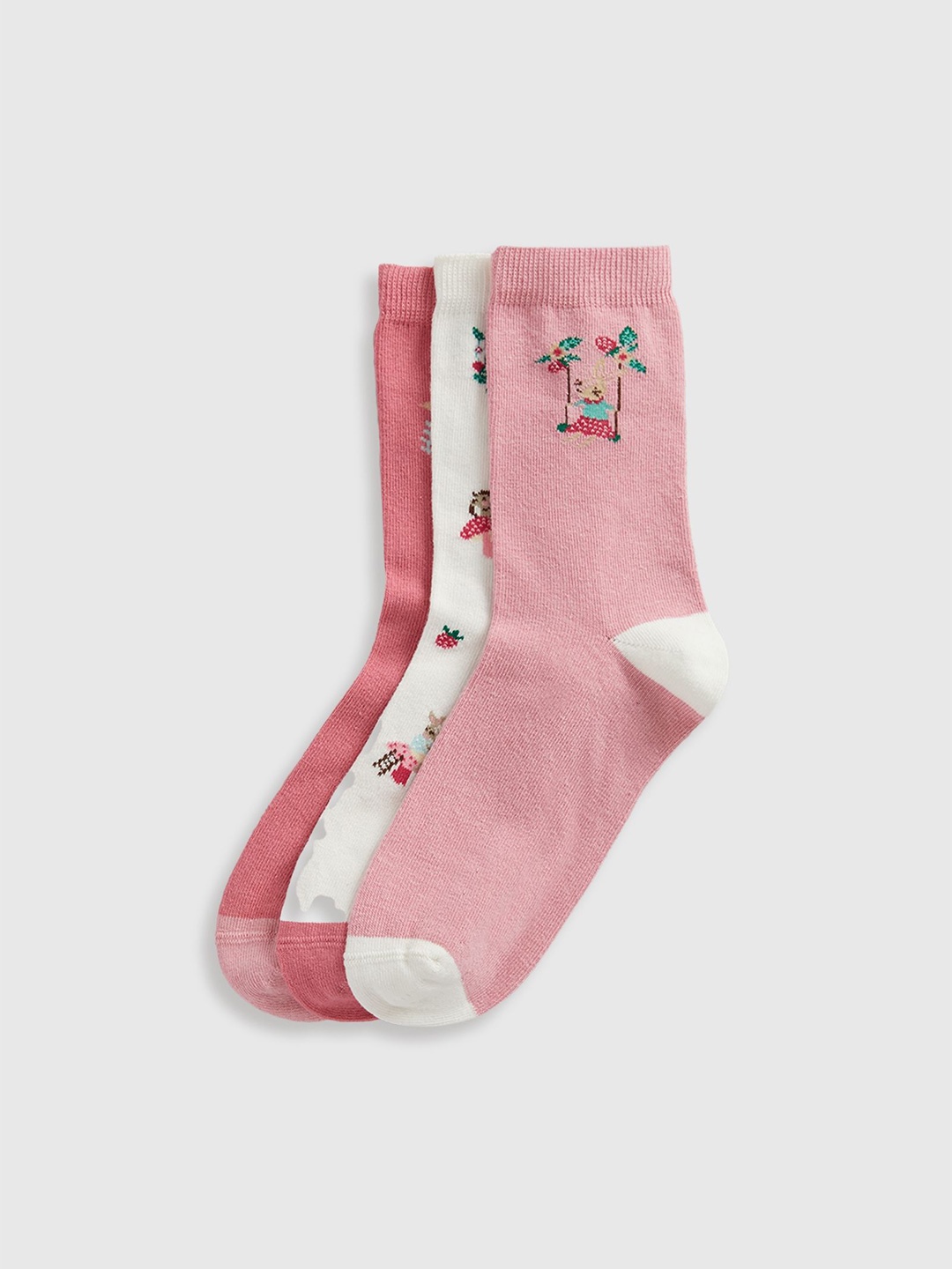 

mothercare Infant Girls Pack Of 3 Ankle-Length Socks, Pink